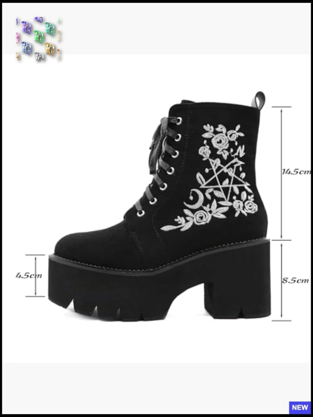 Chunky Platform Combat Boots Lace Up & Zip Punk Ankle Bootie - Picture 3 of 7